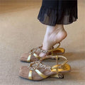 Damen elegante Slingback Sandalen mit funkelnden Kristallverzierungen