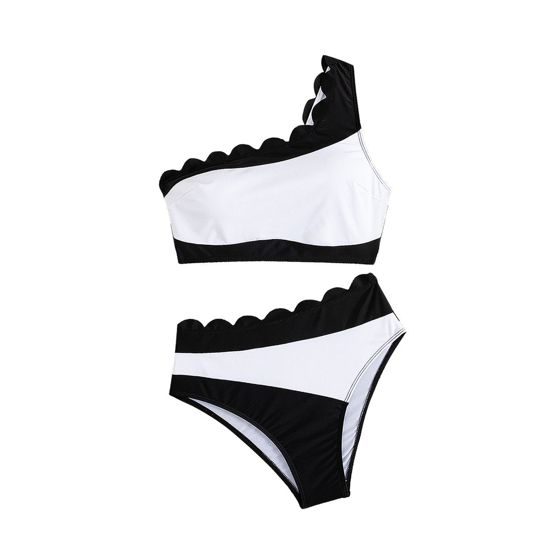 Damen Einseitiger Bikini mit gewelltem Saum R&B