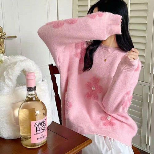 Damen Weicher Strickpullover mit strukturiertem Applikationsdesign R&B