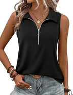 Damen ärmelloses Polo-Shirt mit Reißverschluss R&B