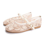 Damen Ballerinas mit floralem Stickereibesatz R&B