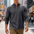Herren sportlicher Pullover mit Halbreißverschluss und strukturierter Oberfläche R&B