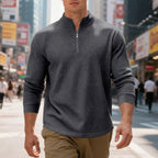 Herren sportlicher Pullover mit Halbreißverschluss und strukturierter Oberfläche R&B