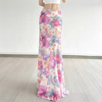 Damen Maxi-Rock mit floralen Mustern und fließendem Schnitt R&B