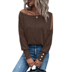 Damen Off-Shoulder Oberteil mit Knopfdetails R&B
