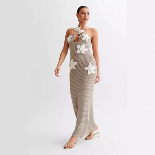 Damen Häkelkleid mit floralem Design R&B