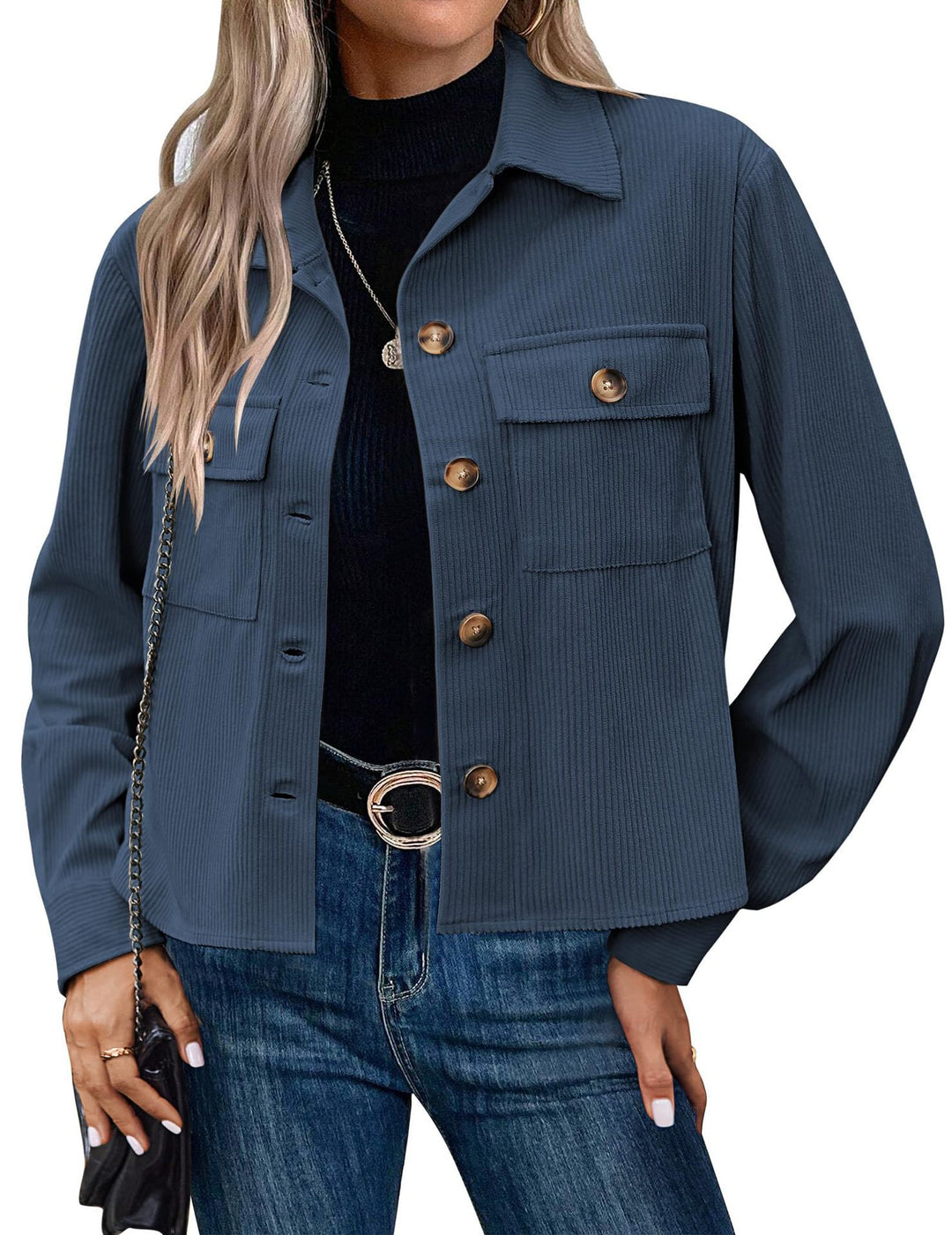 Damen Cordjacke mit zwei Brusttaschen R&B