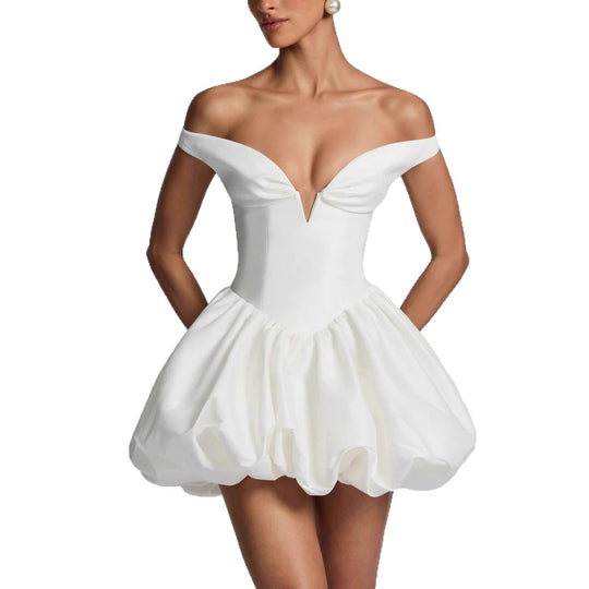 Damen Elegantes Ballkleid mit schulterfreiem Ausschnitt und voluminösem Rock R&B