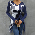 Damen Langarmshirt mit grafischem Muster und asymmetrischem Saum R&B