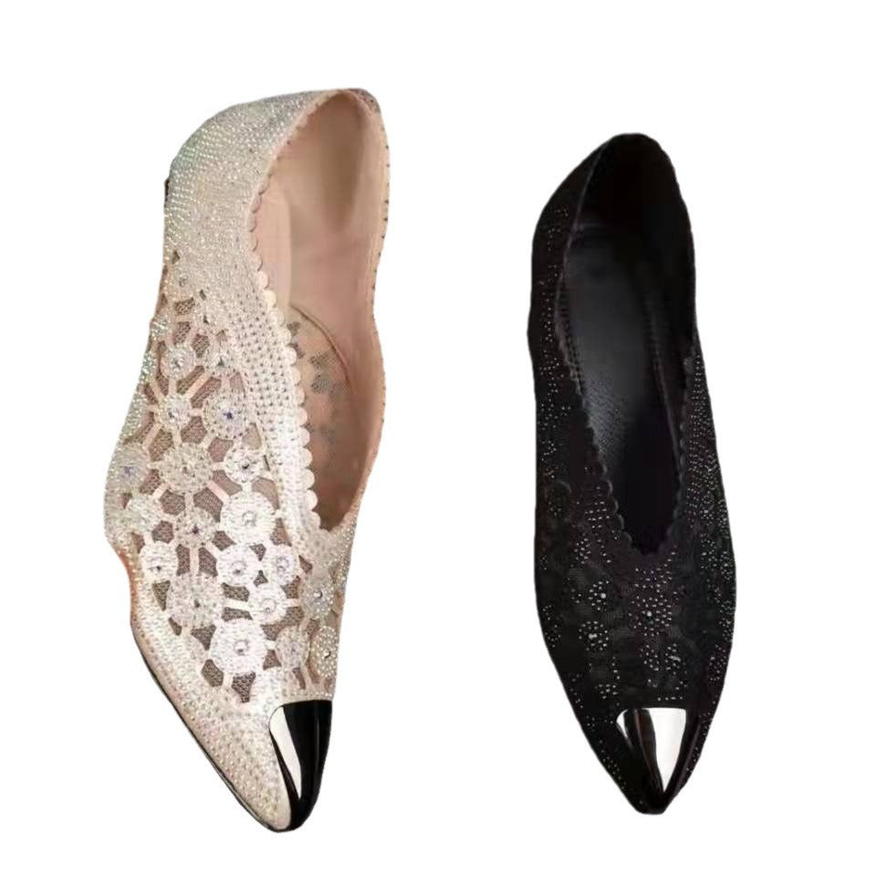 Damen Elegante High-Heels mit glänzenden Strassdetails und kunstvollem Spitzen-Design R&B