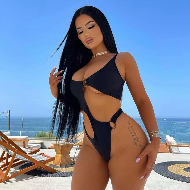 Damen Einteiliger Badeanzug mit aufregendem Cut-Out-Design und sportlichem Schnitt R&B