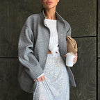 Damen Oversized Wolljacke mit hidden Knopfverschluss und praktischen Taschen R&B
