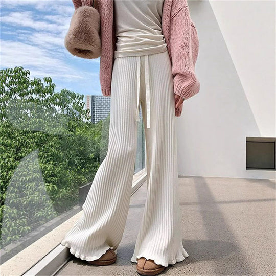 Damen Fließende Strickhose mit weichem Material und elegantem Saum R&B