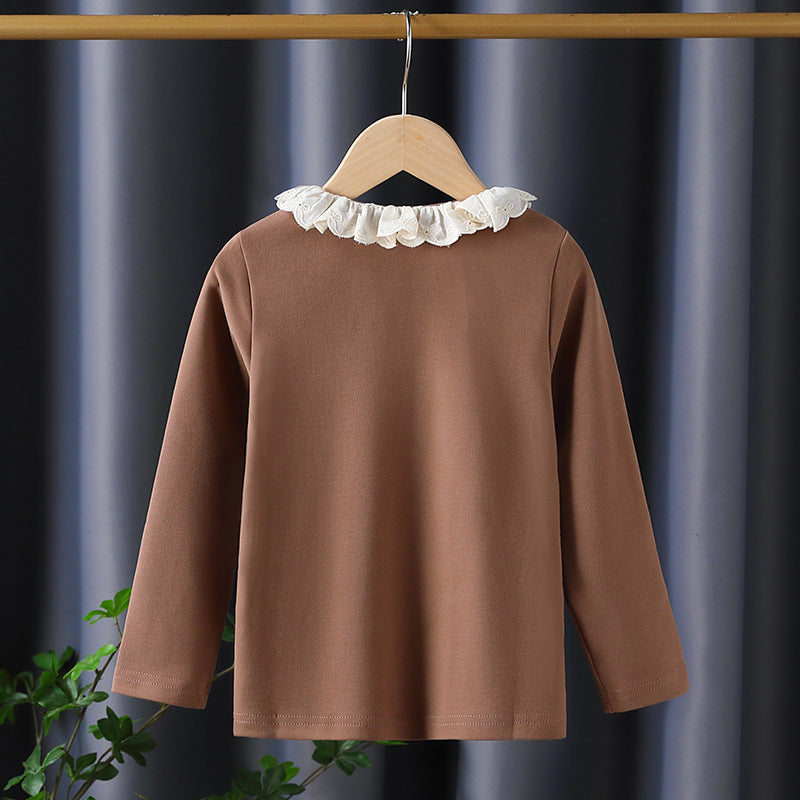 Mädchen Langarmshirt mit Rüschenkragen und charmantem Applikationsdetail R&B