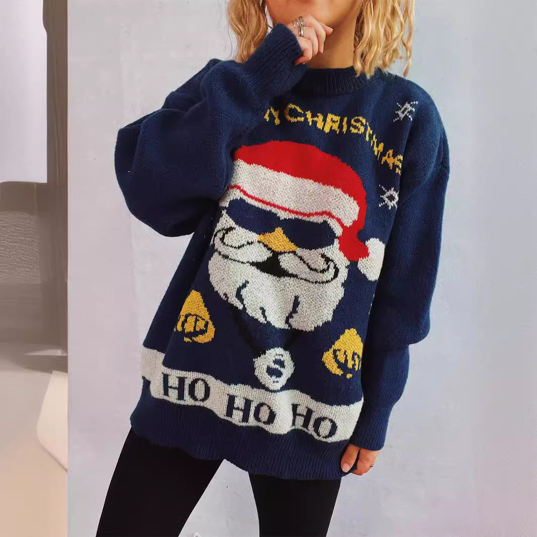 Damen Weihnachtspullover mit festlichem Motiv und oversized Schnitt R&B
