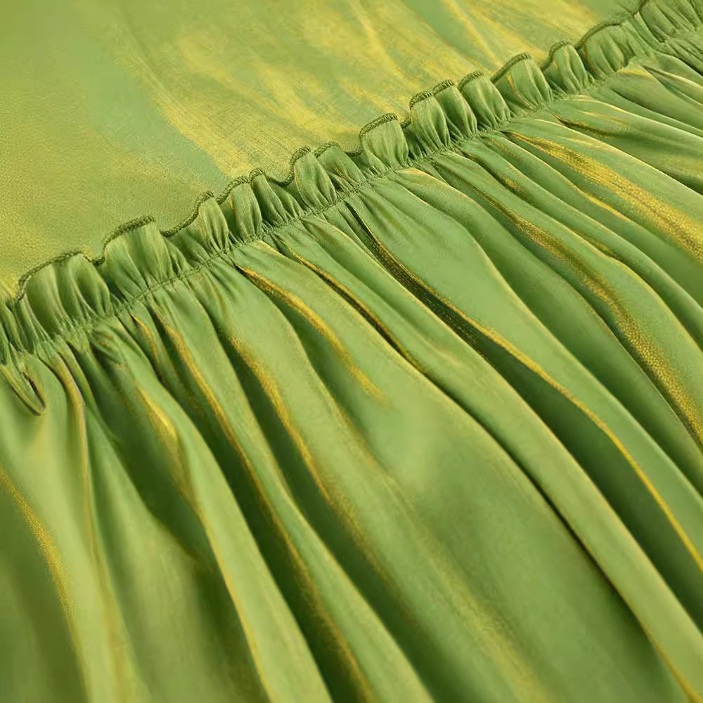 Damen Midi-Kleid mit eleganten Puffärmeln und raffiniertem Rüschenabschluss R&B