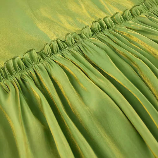 Damen Midi-Kleid mit eleganten Puffärmeln und raffiniertem Rüschenabschluss R&B