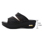 Damen modische Plateau-Sandalen mit Glitter und elastischen Riemen R&B