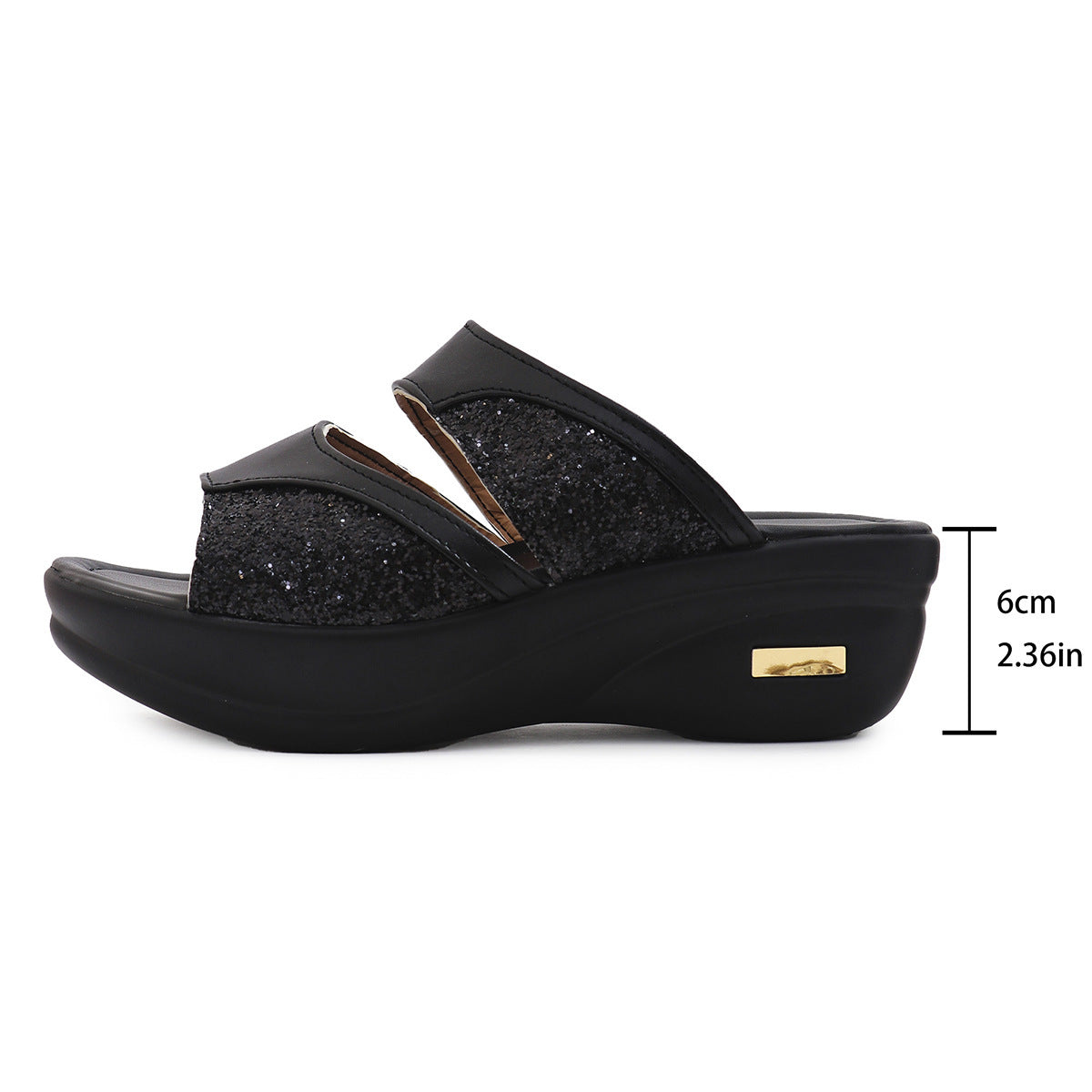Damen modische Plateau-Sandalen mit Glitter und elastischen Riemen R&B