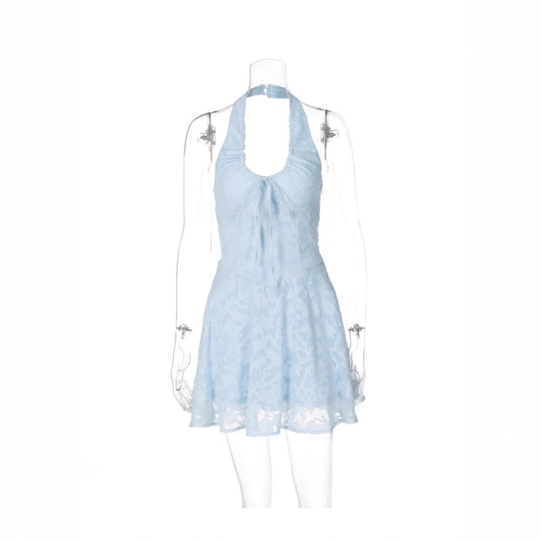 Damen Halterneck-Minikleid aus feiner Spitze R&B
