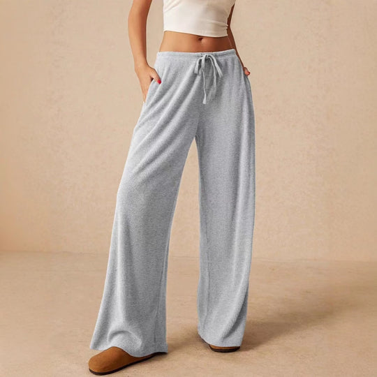 Damen weite Strickhose mit verstellbarem Bund und seitlichen Taschen R&B