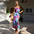 Damen Maxikleid mit floralem Muster und elegantem Schlitz EB