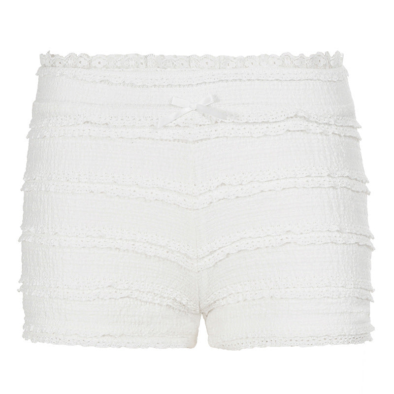 Damen trendige Shorts mit Rüschendesign und elastischem Bund R&B