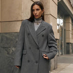 Damen Eleganter Doppelreiher-Mantel mit strukturierten Details R&B