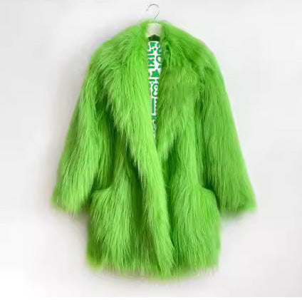 Damen Flauschiger Kunstpelzmantel im modernen Design R&B