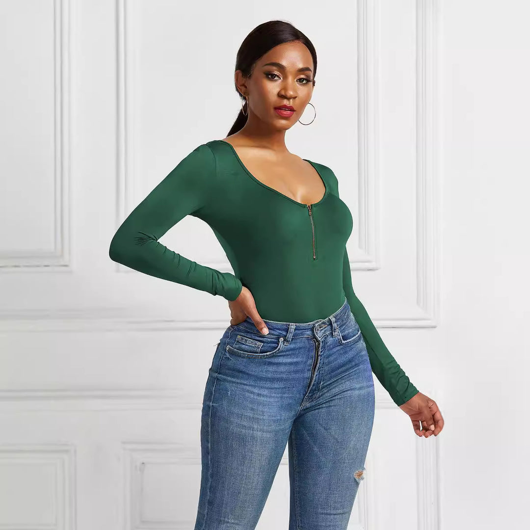 Damen Eleganter Langarmbody aus angenehmem Stretchmaterial R&B