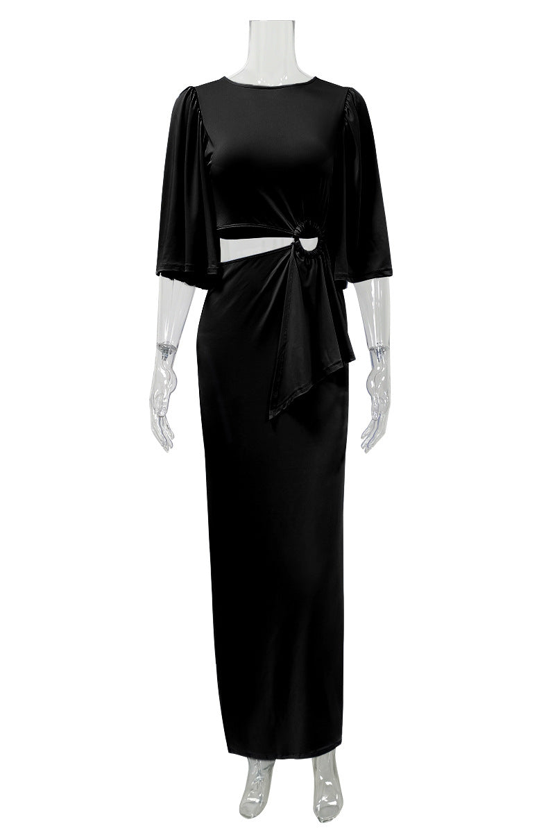 Damen elegantes Maxikleid mit raffiniertem Drapierungsdetail R&B