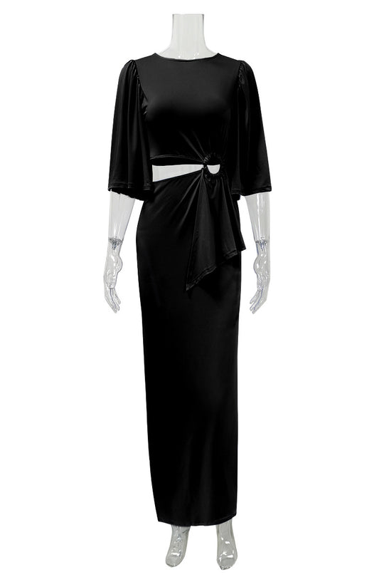 Damen elegantes Maxikleid mit raffiniertem Drapierungsdetail R&B