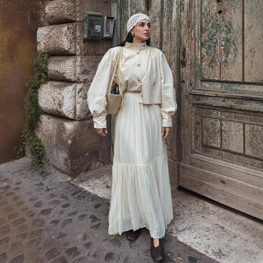 Damen modische kurze Jacke mit voluminösen Ärmeln R&B