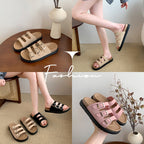 Damen Riemensandalen mit breiten Klettverschlussriemen und bequemer Innensohle EB