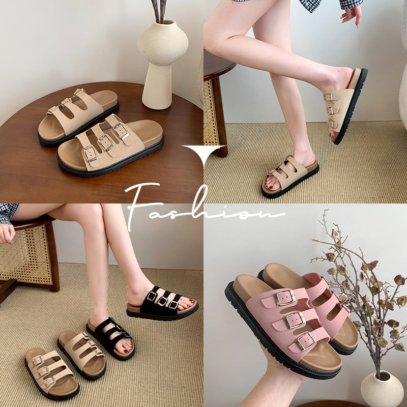 Damen Riemensandalen mit breiten Klettverschlussriemen und bequemer Innensohle EB