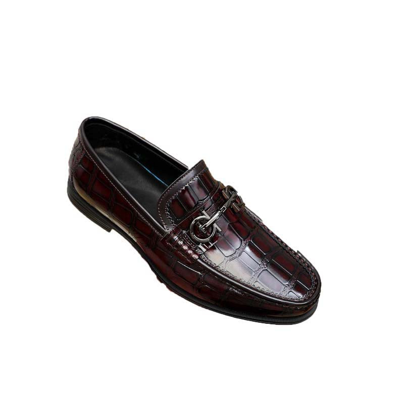 Herren Mokassin aus elegantem Leder mit glänzendem Kroko-Design R&B