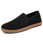 Herren nan atmungsaktiver Strick-Slip-On Loafer mit elastischem Einstieg, geflochtener Dekor-Sohle und gepolstertem Komfortfußbett R&B
