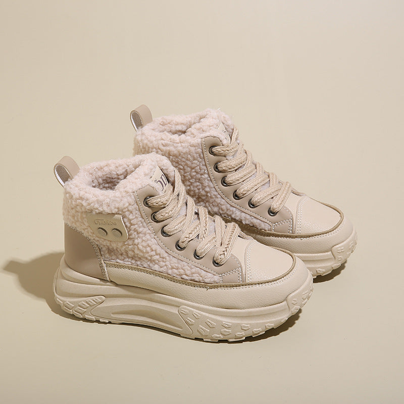 Damen High-Top Sneakers mit warmem Kunstfellfutter und rutschfester Sohle R&B