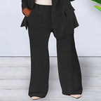 Damen elegantes und lockeres Blazerset mit weiten Hosen