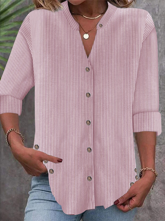 Damen Button-Down Blusenshirt mit eleganten Streifen R&B
