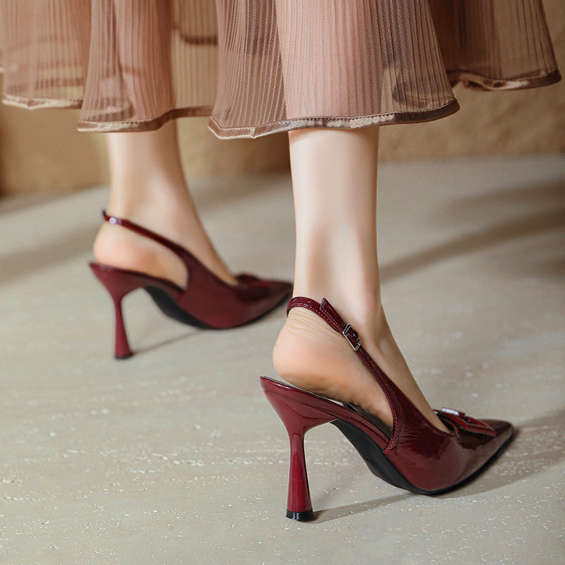 Damen Slingback-Pumps mit elegantem Verstellriemen und modischem Glanz