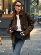 Damen Modische Wildlederjacke im lässigen Stil R&B