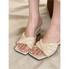 Damen elegante Mules mit geflochtenem Design R&B