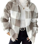 Damen Kuschelige Kapuzenjacke im Karodesign R&B