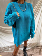 Damen Strickkleid mit ausgefallenem Saum R&B