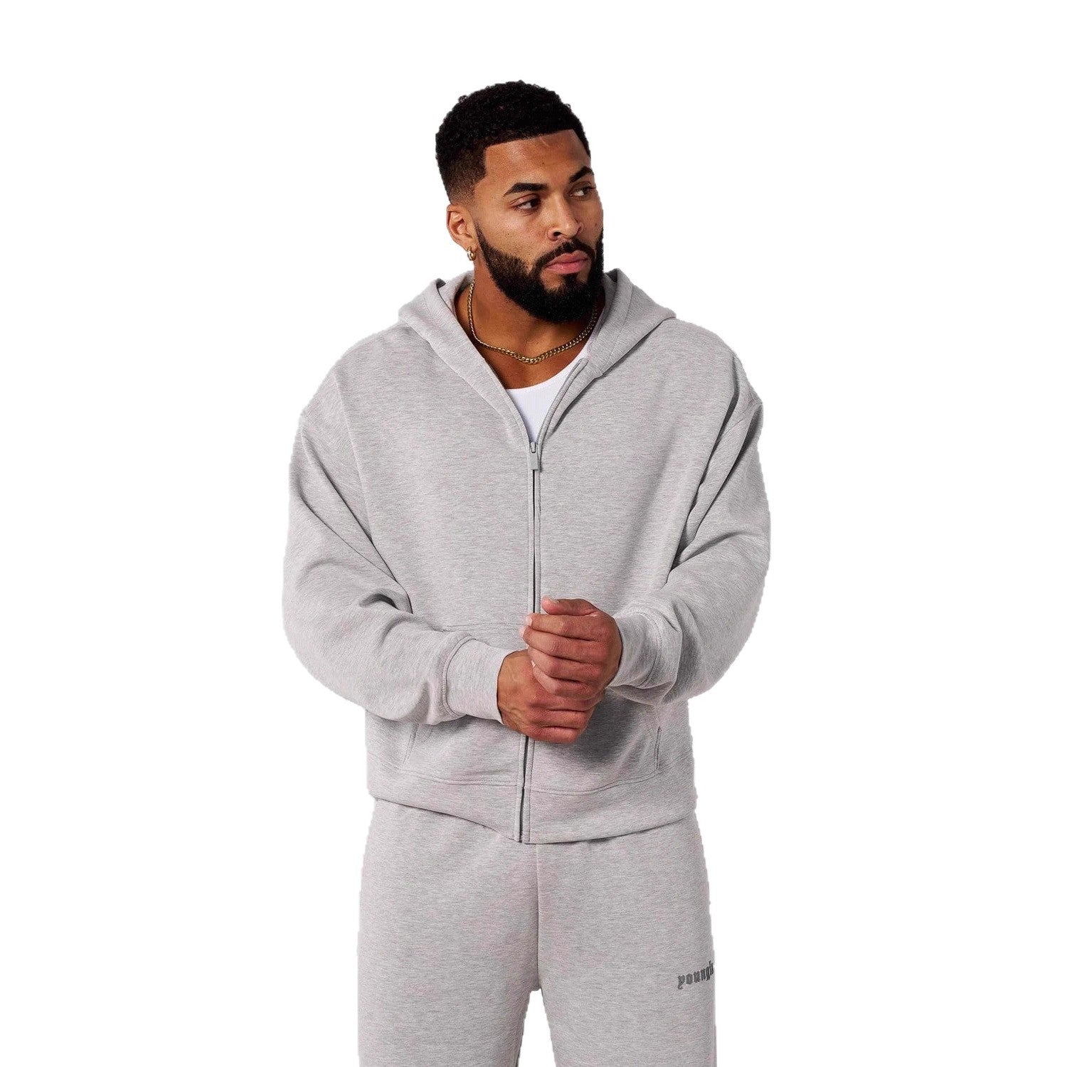 Herren Kapuzenpullover mit durchgehendem Reißverschluss und praktischen Taschen R&B