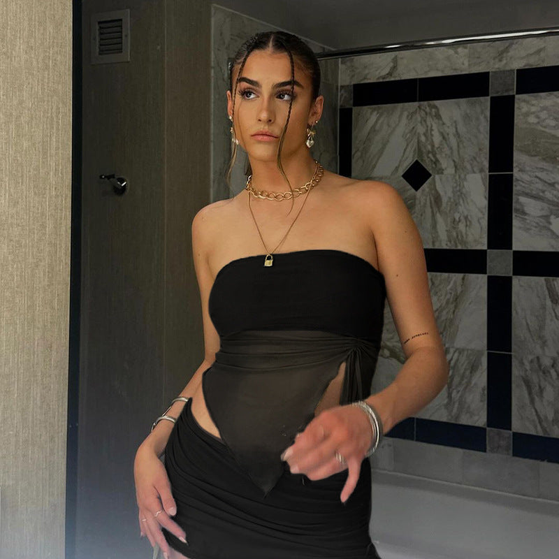 Damen Bandeau-Top mit asymmetrischem Schnitt und Rüschendetails R&B