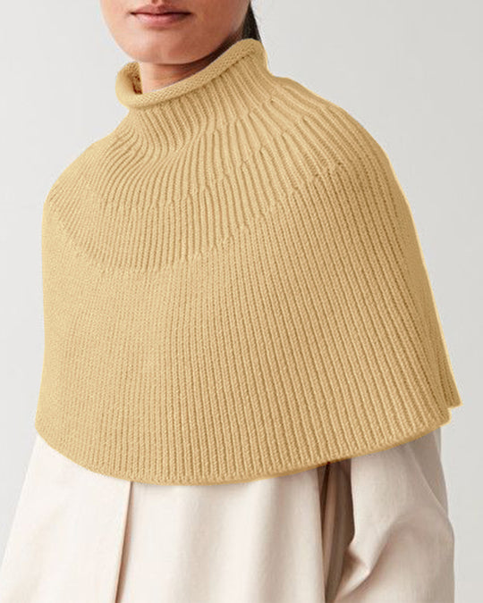 Damen Strick-Cape mit hohem Kragen und feiner Rippstruktur R&B