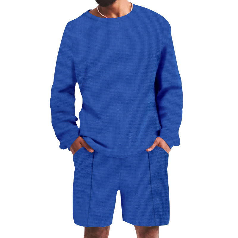 Herren lässiges Sweatshirt- und Shorts-Set mit strukturiertem Design R&B