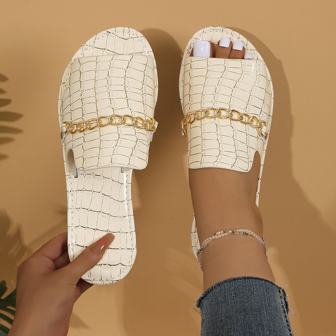 Damen Elegante und modische Mules mit Kettenapplikation R&B